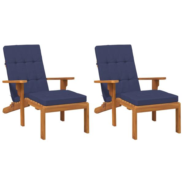 Kissen für draußen 2 Stk. Stoff Marineblau 180 x 55 x 7 cm