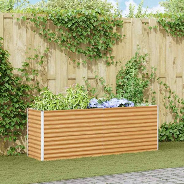 ARDEBO.de - Hochbeet Hellbraun 195 x 50 x 68 cm Verzinkter Stahl