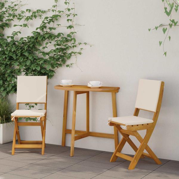 ARDEBO.de - Außen Bistro-Stühle 2 stk. Cremeweiß Massivholz Akazie