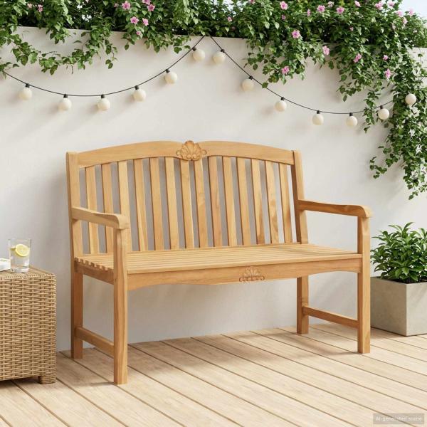 ARDEBO.de - Handgeschnitzte Bank mit Muschel-Design 114 x 60 x 95 cm