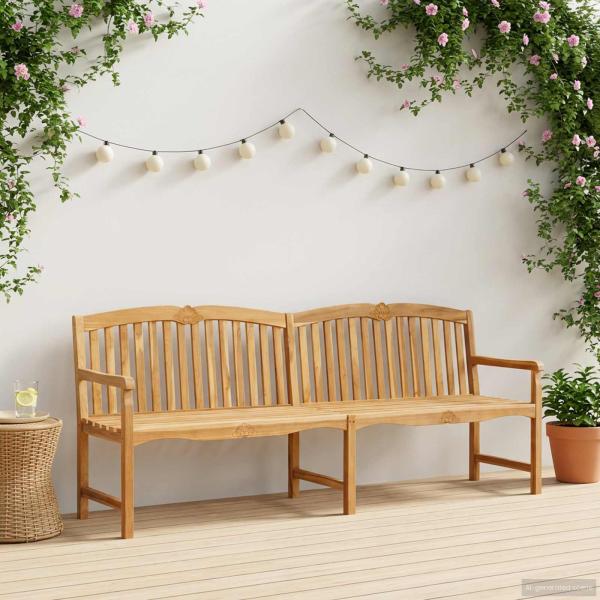 ARDEBO.de - Handgeschnitzte Muschel-Bank 228 x 61 x 94,5 cm Massivholz Teak