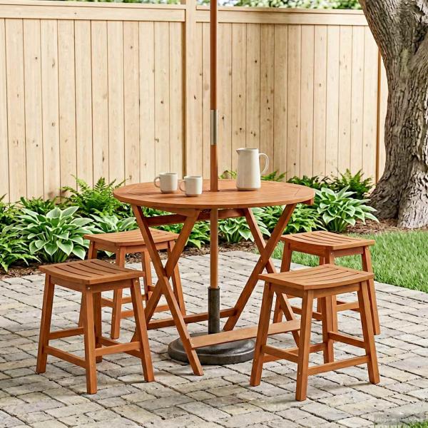 ARDEBO.de - Klappbarer Gartentisch Braun Ø 90 x 75 cm