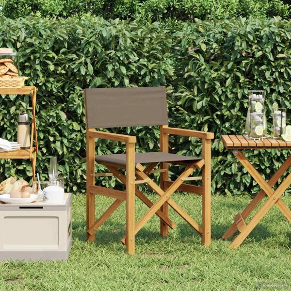 ARDEBO.de - Regiestuhl Braun und Taupe Massives Teakholz