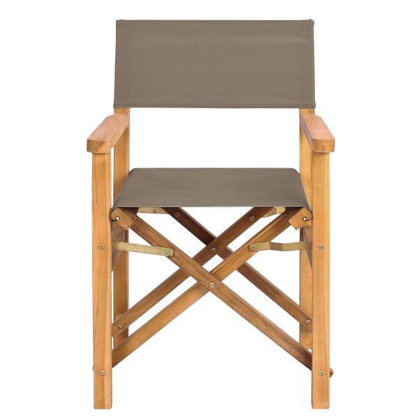 Regiestuhl Braun und Taupe Massives Teakholz