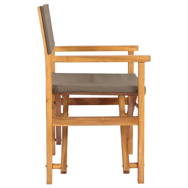Regiestuhl Braun und Taupe Massives Teakholz