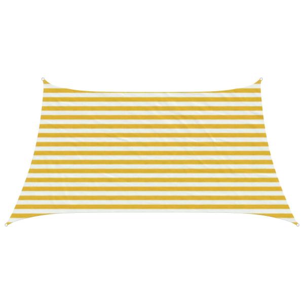 ARDEBO.de - Sonnensegel 3 / 4 x 2 m HDPE Rechteckig Gelb und Weiß