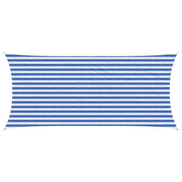 ARDEBO.de - Sonnensegel 2 x 5 m HDPE Rechteckig Blau und Weiß