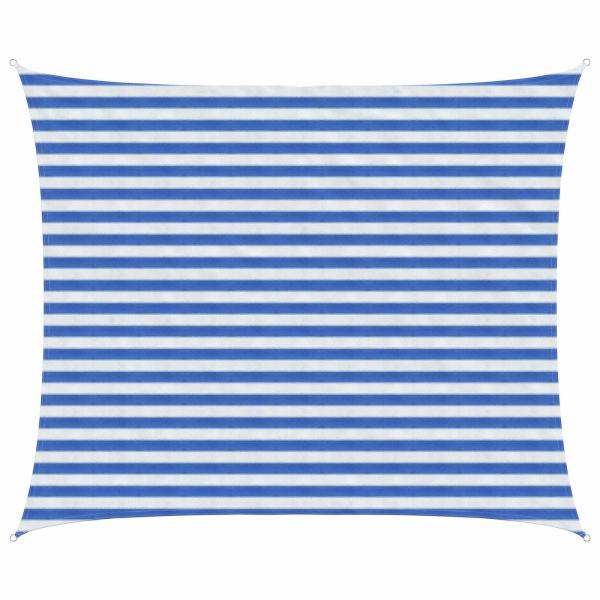 ARDEBO.de - Sonnensegel 2,5 x 3,5 m HDPE Rechteckig Blau und Weiß