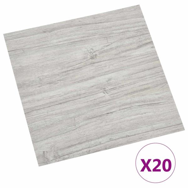 Selbstklebende Bodenplanken Hellgrau und Weiß 30,5 x 30,5 cm