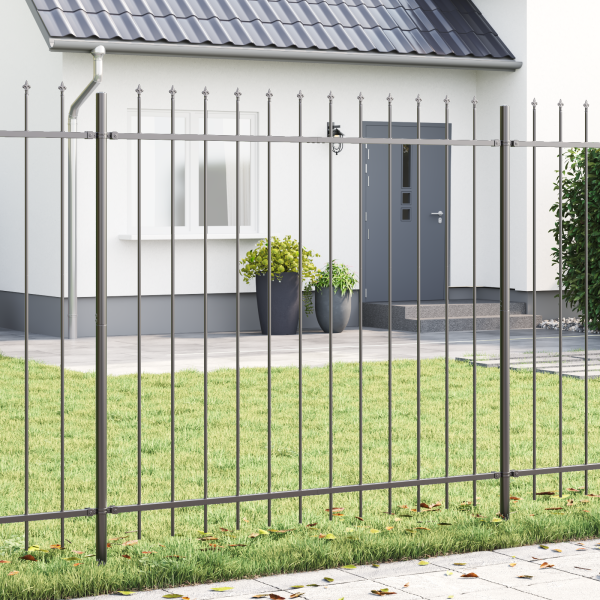 Gartenzaun 5 pcs Grau 8,5 x 1,5 m Pulverbeschichteter Stahl