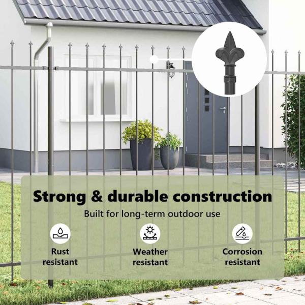Gartenzaun 5 pcs Grau 8,5 x 1,5 m Pulverbeschichteter Stahl