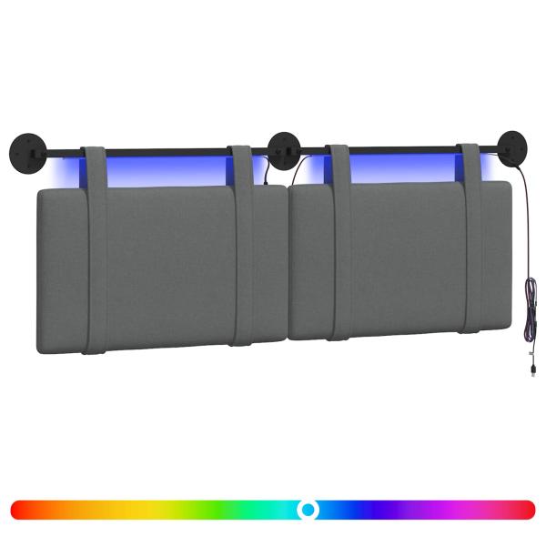 Hängendes Kopfteil Mit LED Licht Dunkelgrau Stoff