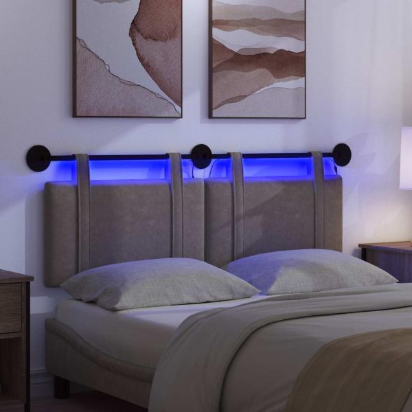 Hängendes Kopfteil Mit LED Licht Grau Antikes PU