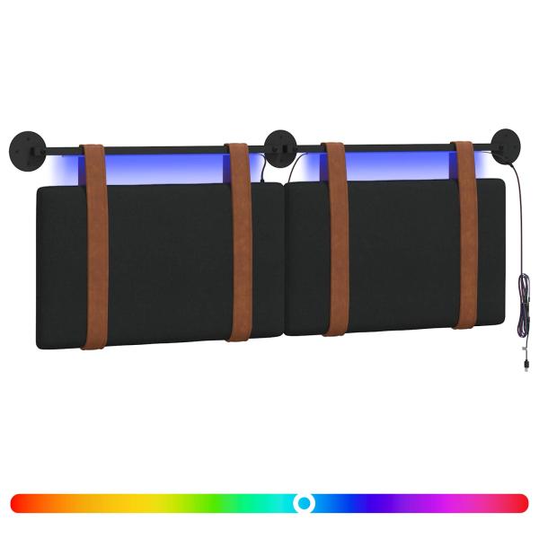 Hängendes Kopfteil Mit LED Licht Schwarz Antikes PU