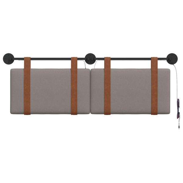 Hängendes Kopfteil Mit LED Licht Taupe Antikes PU