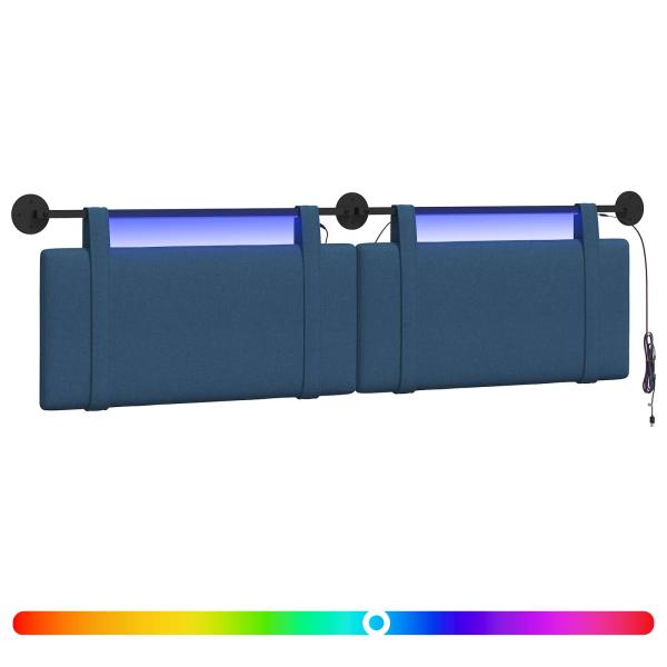 Hängendes Kopfteil Mit LED Licht Blau Stoff