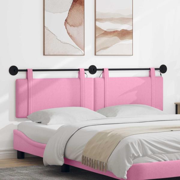 ARDEBO.de - Hängendes Kopfteil Mit LED Licht Rosa Stoff