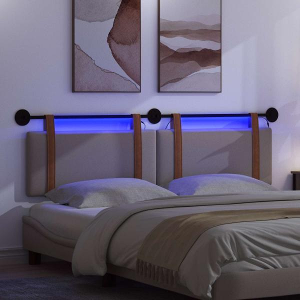 Hängendes Kopfteil Mit LED Licht Taupe Antikes PU