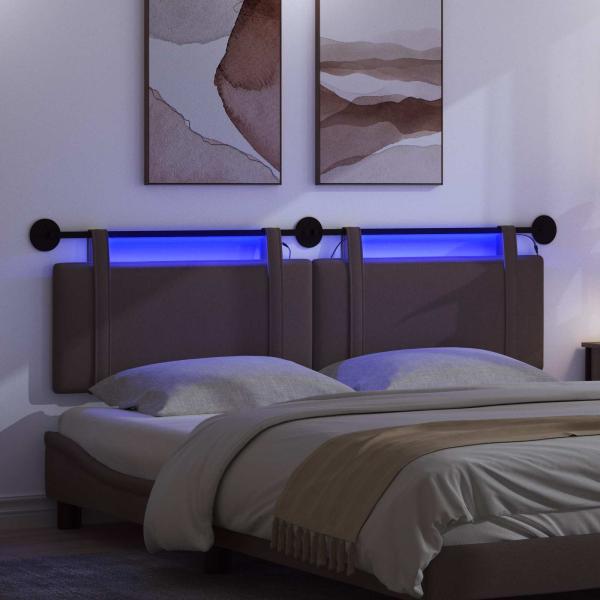 Hängendes Kopfteil Mit LED Licht Dunkelbraun Stoff