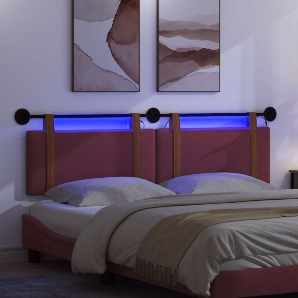 Hängendes Kopfteil Mit LED Licht Weinrot Antikes PU
