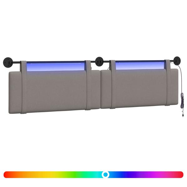Hängendes Kopfteil Mit LED Licht Taupe Stoff