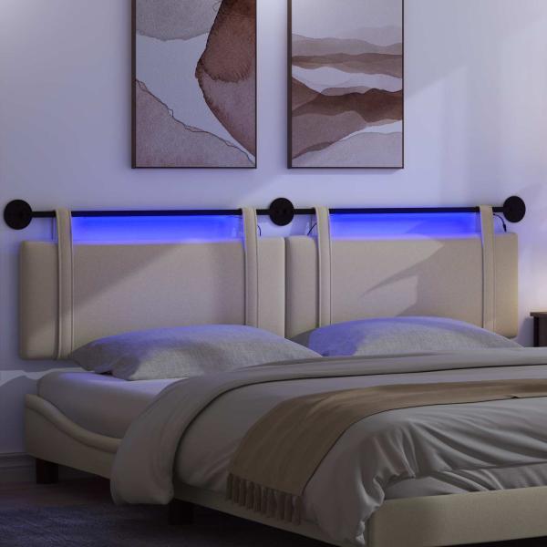 Hängendes Kopfteil Mit LED Licht Creme Stoff