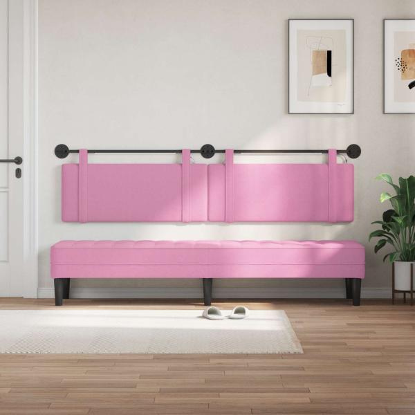 Hängendes Kopfteil Mit LED Licht Rosa Stoff