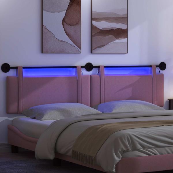 Hängendes Kopfteil Mit LED Licht Rosa Stoff