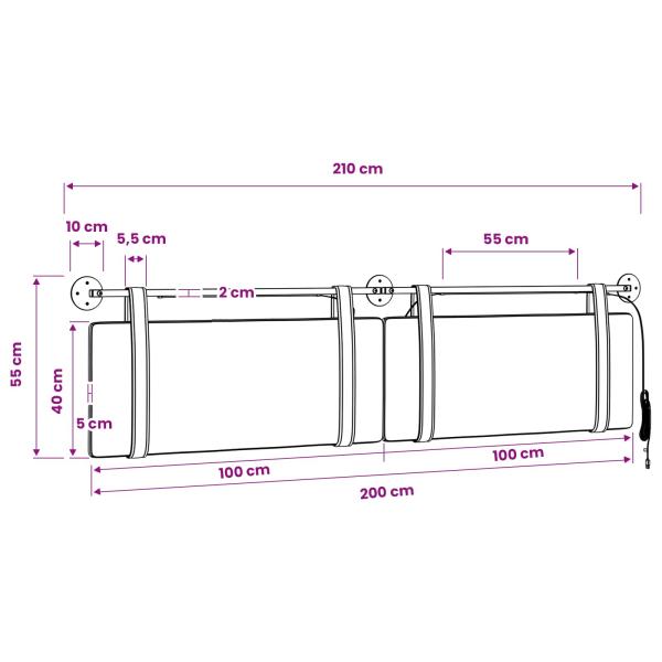 Hängendes Kopfteil Mit LED Licht Jeans blau Stoff