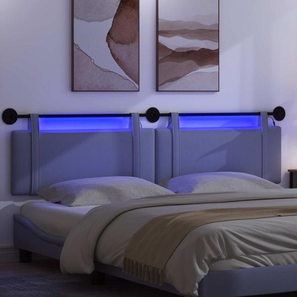 Hängendes Kopfteil Mit LED Licht Jeans blau Stoff