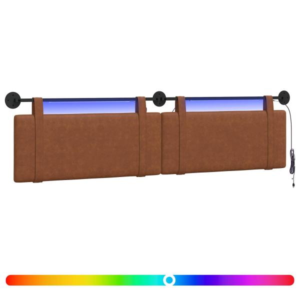 Hängendes Kopfteil Mit LED Licht Braun Antikes PU