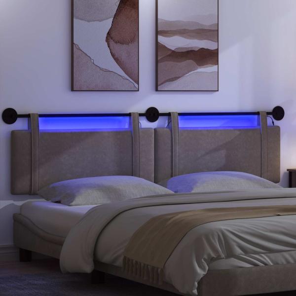 Hängendes Kopfteil Mit LED Licht Grau Antikes PU