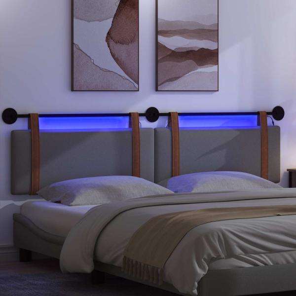Hängendes Kopfteil Mit LED Licht Dunkelgrau Antikes PU