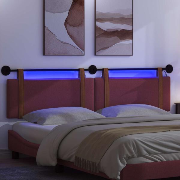 Hängendes Kopfteil Mit LED Licht Weinrot Antikes PU