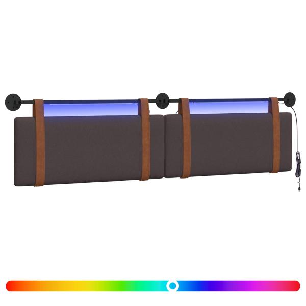 Hängendes Kopfteil Mit LED Licht Dunkelbraun Antikes PU