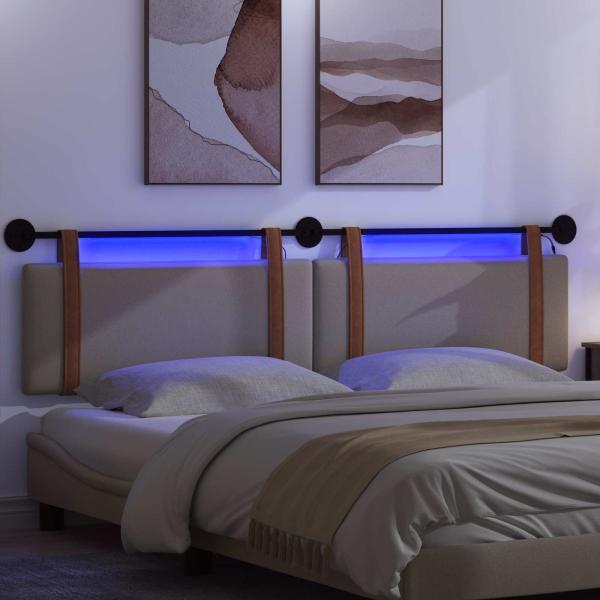 Hängendes Kopfteil Mit LED Licht Taupe Antikes PU
