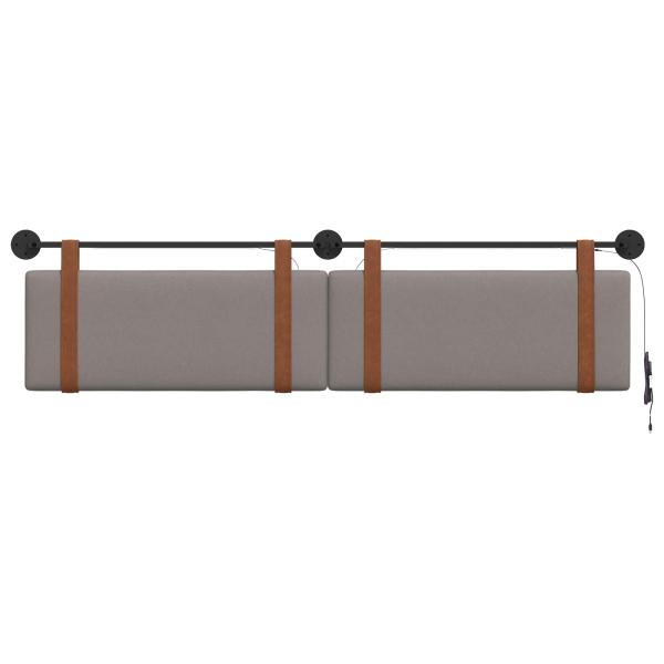 Hängendes Kopfteil Mit LED Licht Taupe Antikes PU