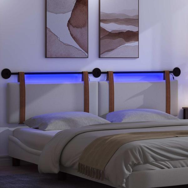 Hängendes Kopfteil Mit LED Licht Weiß Antikes PU