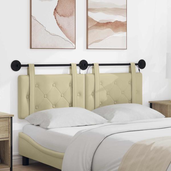 ARDEBO.de - Hängendes Kopfteil Mit LED Licht Creme Kunstleder