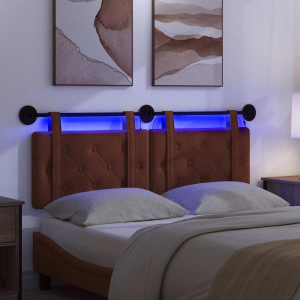 Hängendes Kopfteil Mit LED Licht Glänzendes Braun Antikes PU