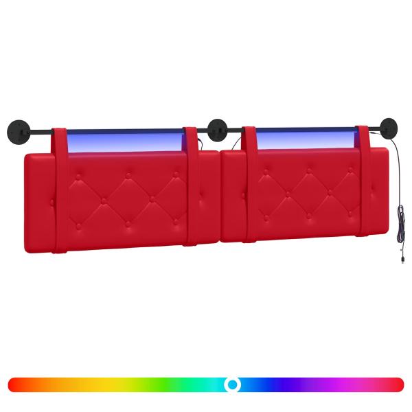 Hängendes Kopfteil Mit LED Licht Rot Kunstleder