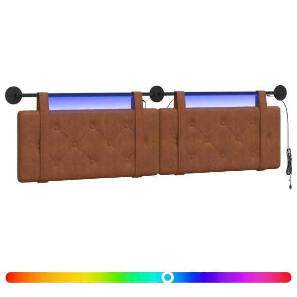 Hängendes Kopfteil Mit LED Licht Braun Antikes PU