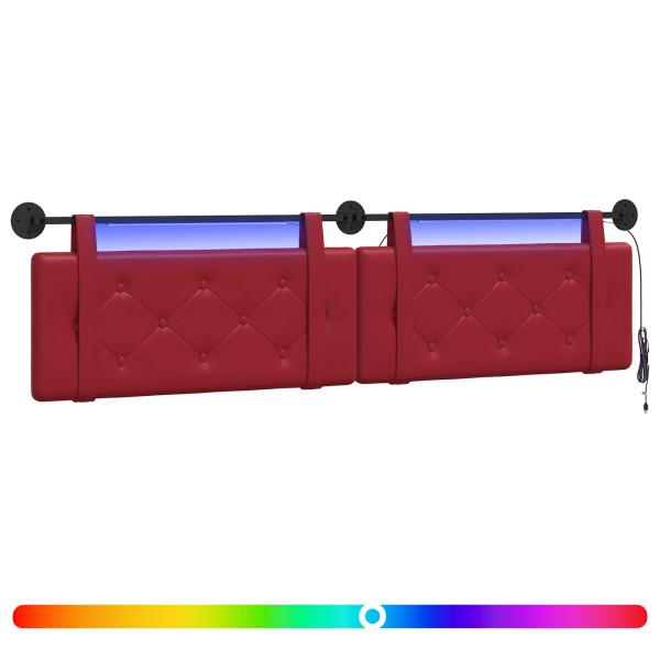 Hängendes Kopfteil Mit LED Licht Weinrot Kunstleder
