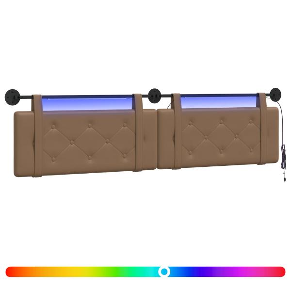 Hängendes Kopfteil Mit LED Licht Cappuccino Kunstleder