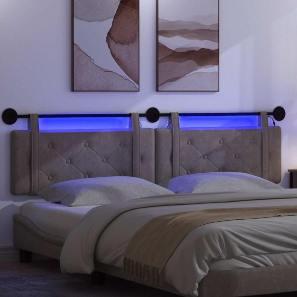 Hängendes Kopfteil Mit LED Licht Grau Antikes PU