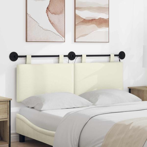 ARDEBO.de - Hängendes Kopfteil Mit LED Licht Creme Cordstoff