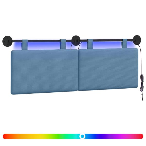 Hängendes Kopfteil Mit LED Licht Blau Cordstoff