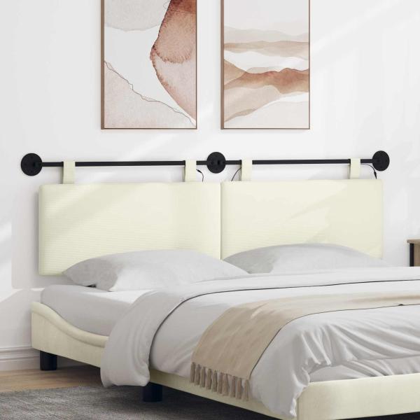 ARDEBO.de - Hängendes Kopfteil Mit LED Licht Creme Cordstoff