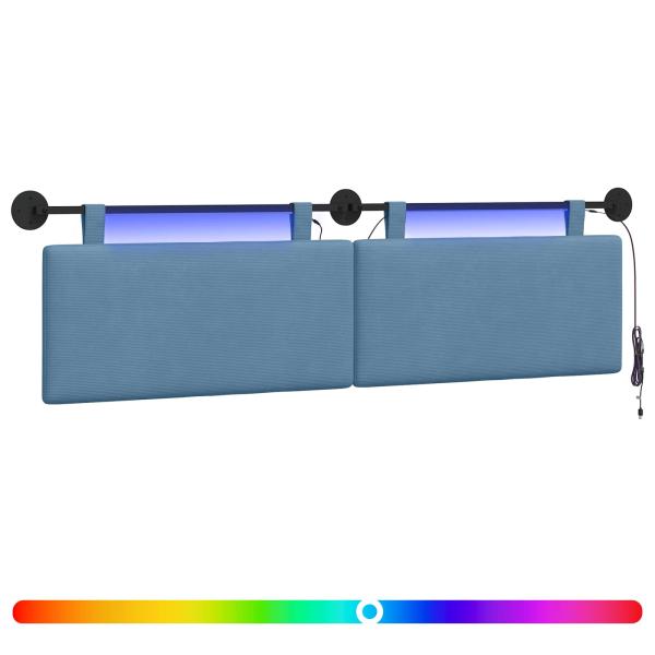 Hängendes Kopfteil Mit LED Licht Blau Cordstoff