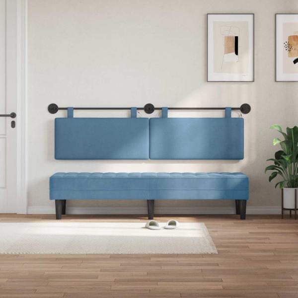 Hängendes Kopfteil Mit LED Licht Blau Cordstoff